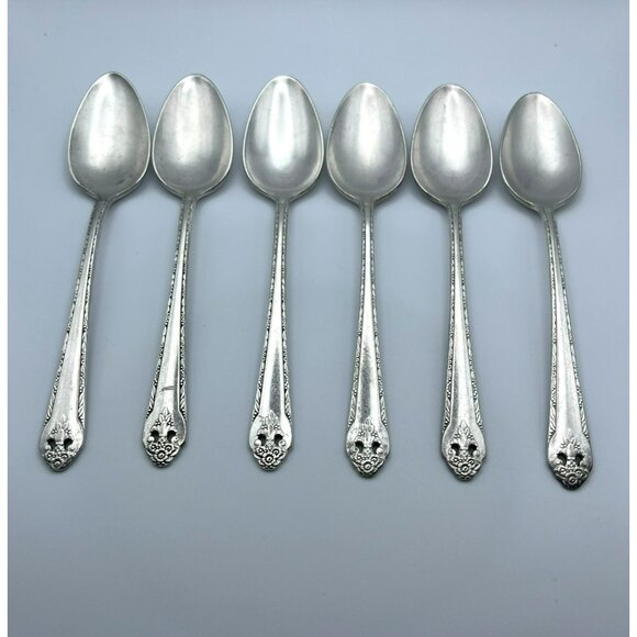 Holmes & Edwards LOVELY LADY Teaspoons Silverplate Lot‎ of 6 Spoons IS Vintage - Picture 3 of 8